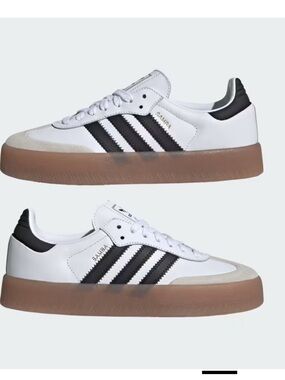 Adidas White and Black Sambae Sneakers